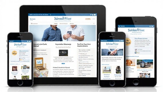 A set of diverse mobile devices displaying consistent website layouts, signifying the importance of mobile-first design.